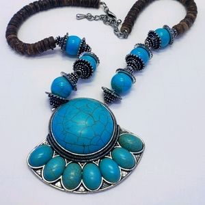 NECKLACE -Howelite Necklace 2.5” By 3” Pendant